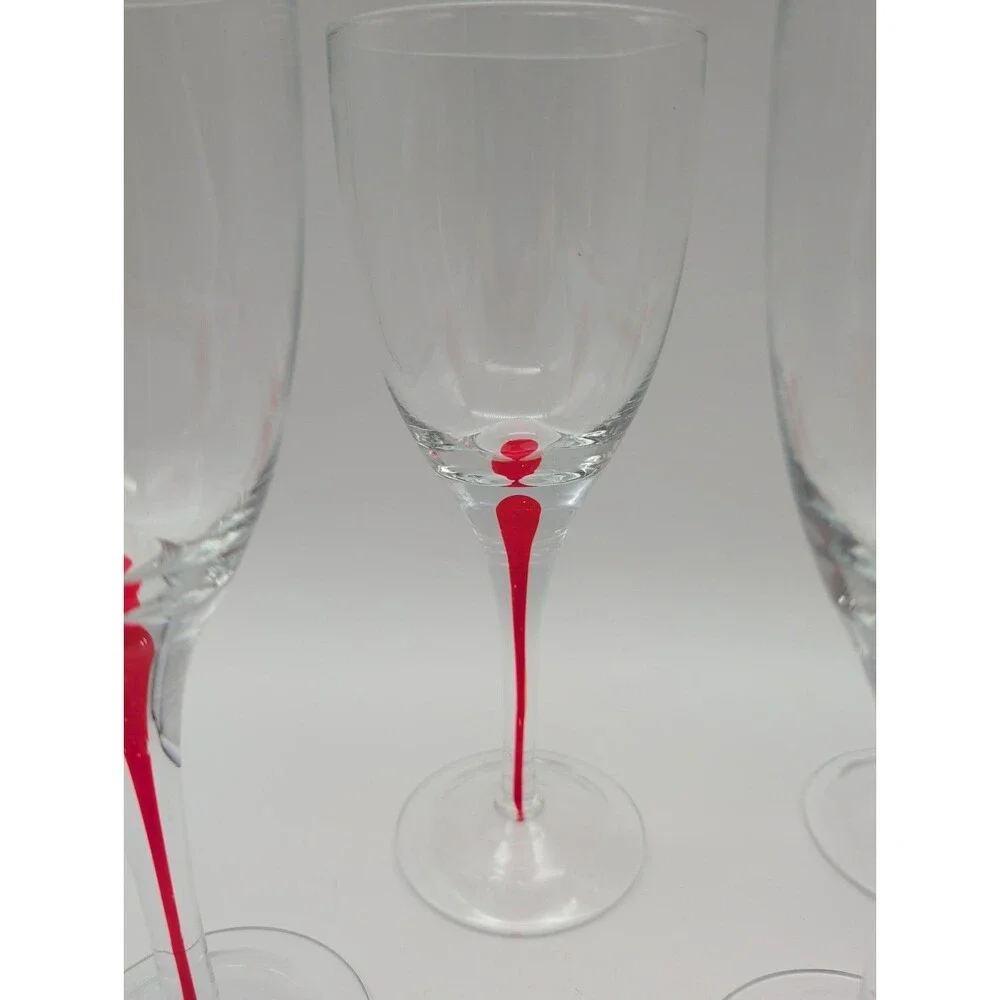 Pier 1 Red Teardrop Water Goblets 8.25